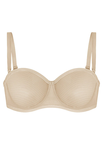 Bella Sheer Mesh Unlined Underwire Strapless Balconette Bra - HSIA
