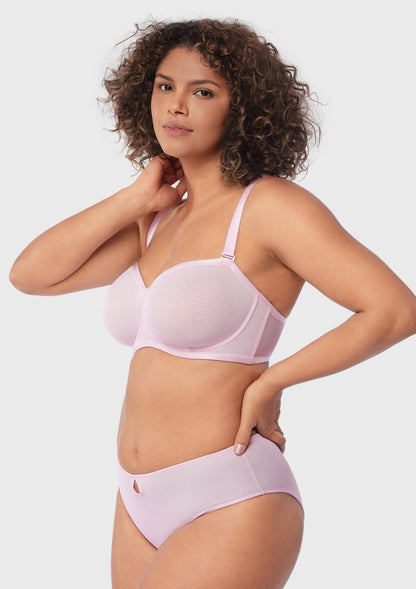 Bella Sheer Mesh Unlined Underwire Strapless Balconette Bra - HSIA