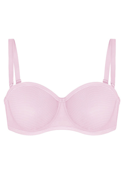 Bella Sheer Mesh Unlined Underwire Strapless Balconette Bra - HSIA